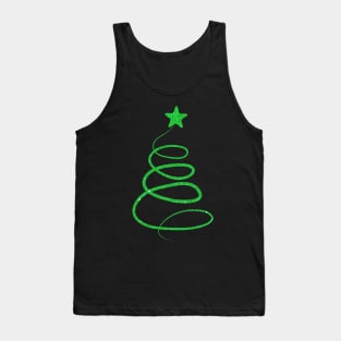 Minimalistic Green Faux Glitter Star Christmas Tree Tank Top